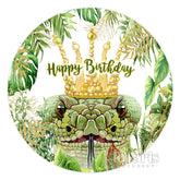 Grün Blätter Schlange Thema Glücklich Geburtstag Runden Hintergrund